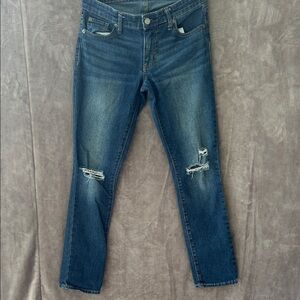 GAP Women's Ripped Skinny Jeans - Dark Blue